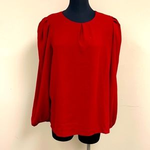 Anne Klein Puff-Sleeve Pleated Blouse Size L